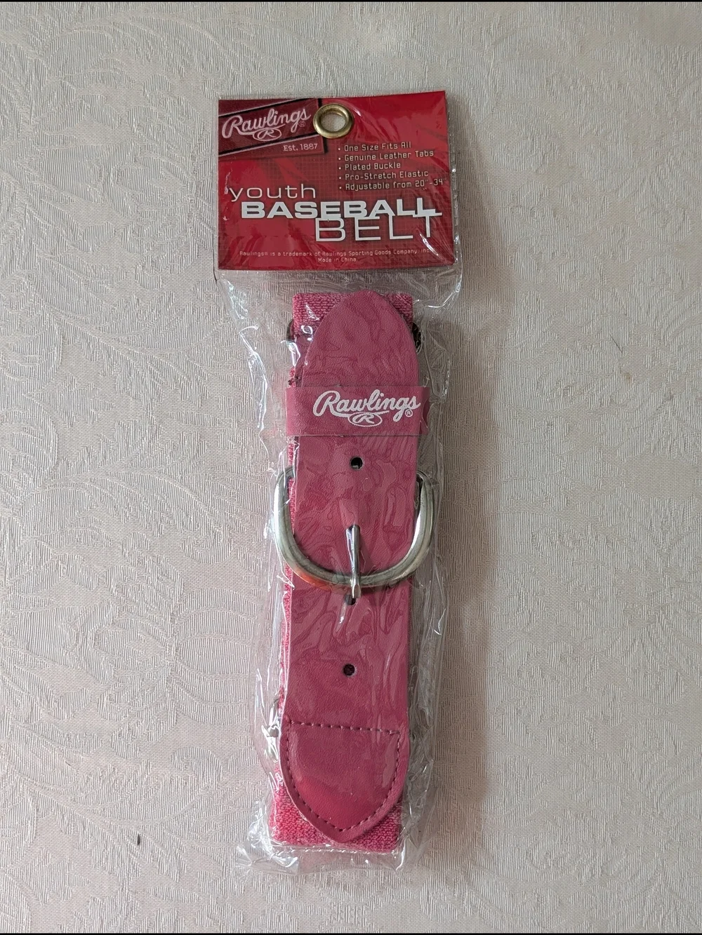 Rawlings Youth Unisex Baseball Belt Pink One Size Adjustable 20